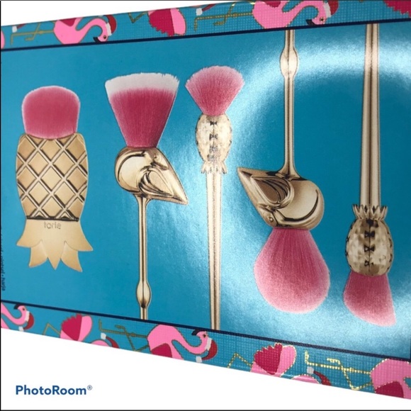 Tarte LETS FLAMINGLE MAKEUP BRUSH SET holiday Christmas gift new in box - Picture 3 of 7